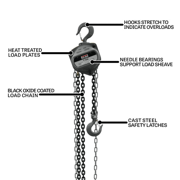 JET JT9 - 101911 1 Ton Hand Chain Hoist with 15' Lift
