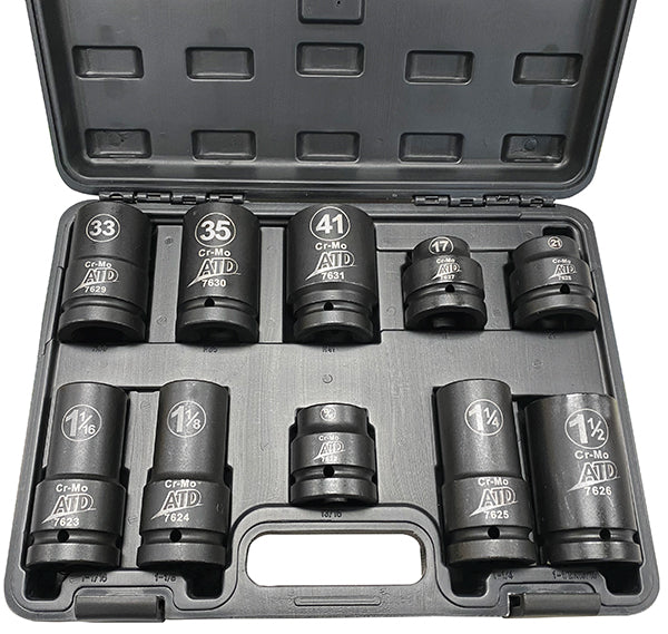ATD 7610 1'" Drive SAE and Metric Socket Set