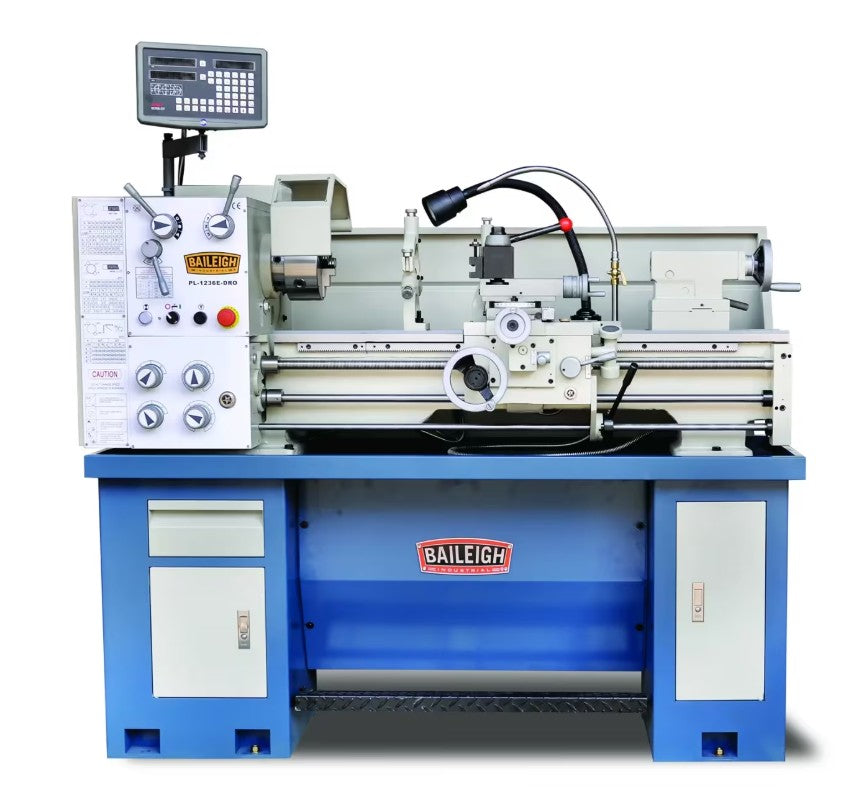 Baileigh Industrial PL-1236E-DRO 12"x36" Geared Head Metal Lathe, X/Y-Axis DRO