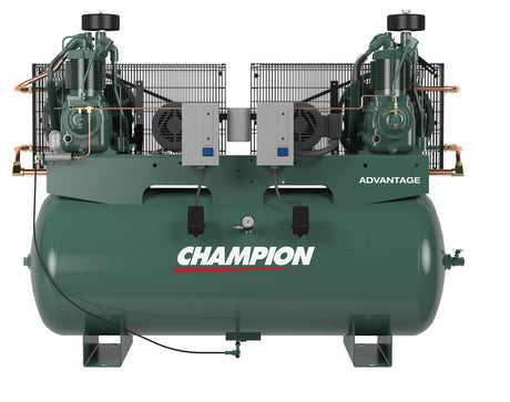 Champion HR5D-12ADV-1 5 HP Horz Tank Duplex 1 Ph Air Compressor
