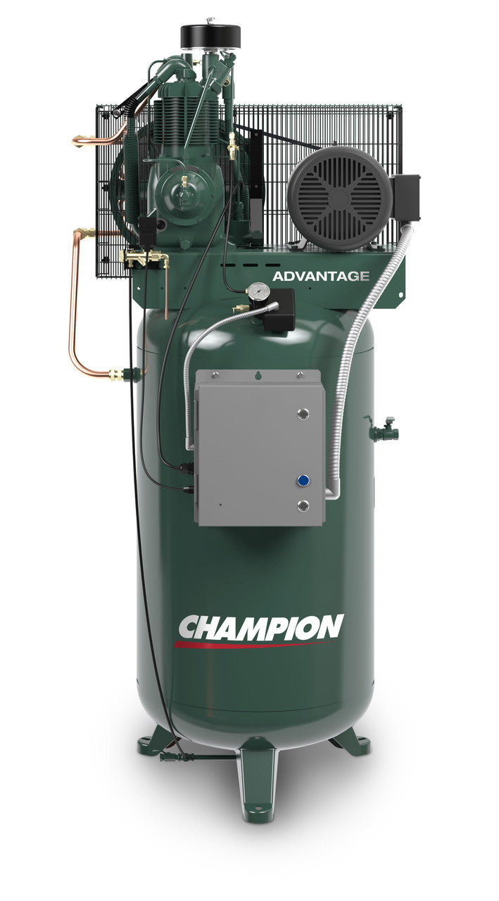 Champion VR5-8ADV-3-AC 5 HP 3 Phase Vertical Tank Air Compressor W/ Air-cooled Aftercooler
