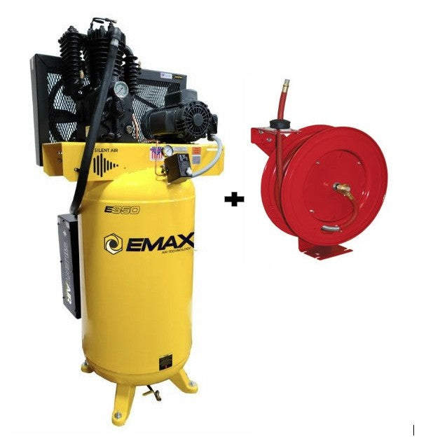 EMAX ES05V080I1 5HP, 1PH, 80 Gal Vertical Tank Air Compressor with Air Silencer -FREE GOODS