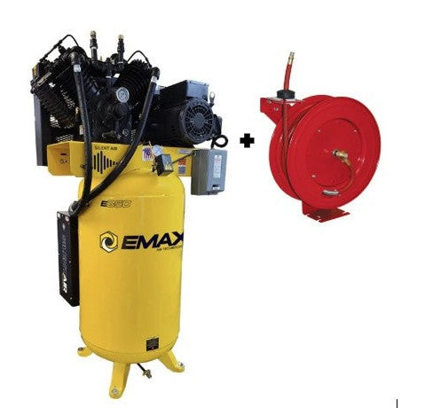 EMAX ES07V080V1 7.5HP, 1PH, 80 Gal Vertical Tank Air Compressor with Air Silencer - FREE GOODS