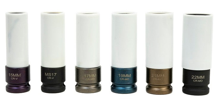 ESCO 40308 1/2 in. Drive 6-Piece Metric Non-Marring Lug Nut Socket Set w/ MS17 6-Point “Flower Design” Socket