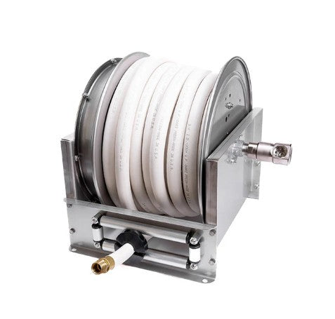 Hosetract LDS-750-WD DS Series 3/4" x 50' Stainless Steel Low Pressure Wash Down Hose Reel - MADE IN USA