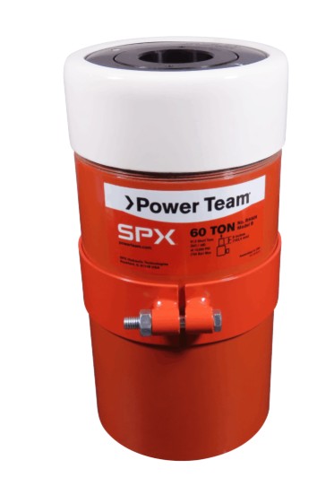 Power Team RH606 60 Ton, 6" Stroke, Single Acting, Center Hole, Spring Return Cylinder w/Handles