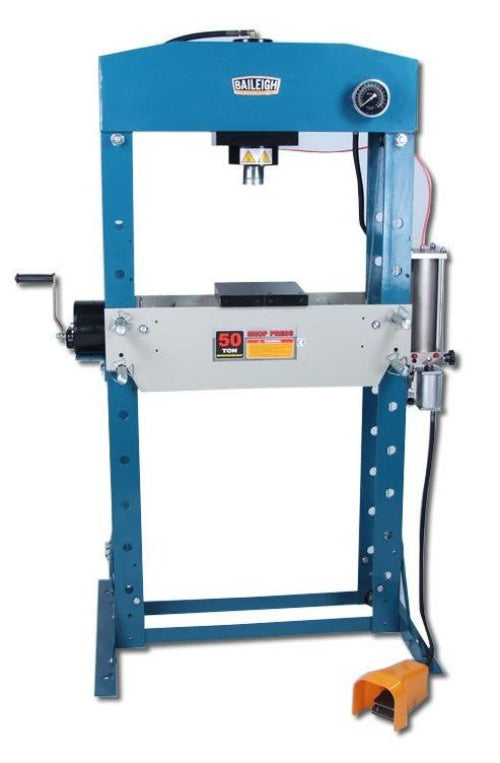 Baileigh Industrial HSP - 50A 50 Ton Air/Hydraulic Shop Press | 7.8" Stroke