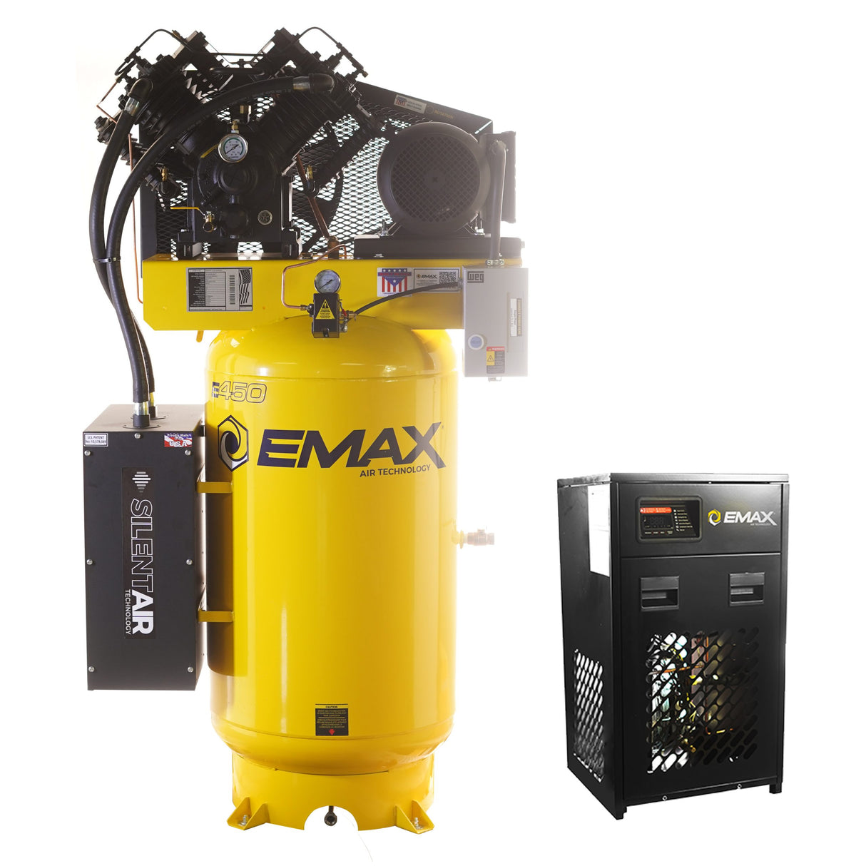 Emax ESPR07V080V1PK Silent Air Industrial 7.5HP 31CFM 1- Phase 2-Stage 80 Gal
