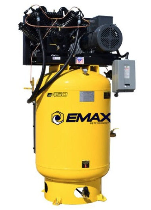 Emax 100 HP Air Compressor, 120 Gallon, 208 Volt, 3 Phase, 2 Stage Pressure Lubricated, Silent Air System