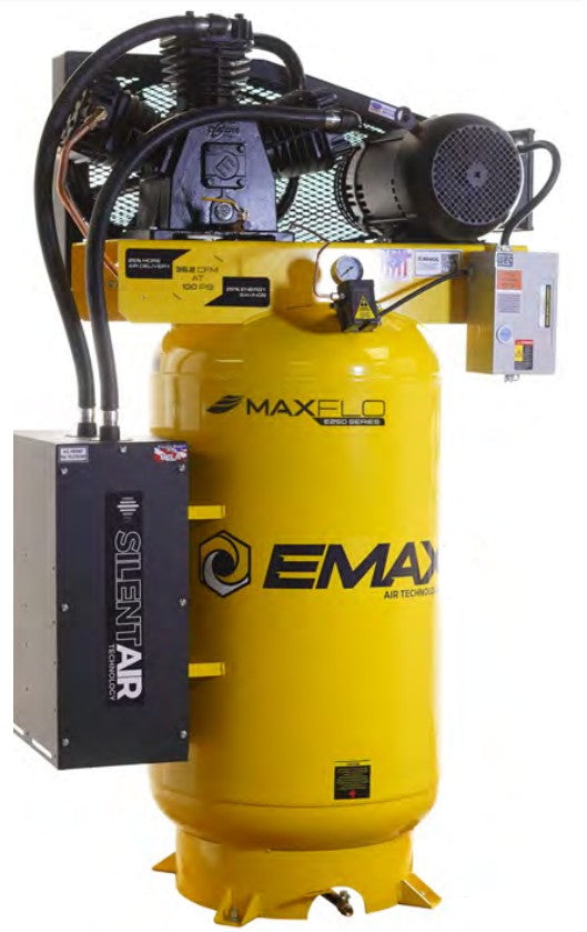 Emax MaxFlow E250 Series ESS07V080Z1 Industrial 7.5HP 3CYL Compressor w/Silencer