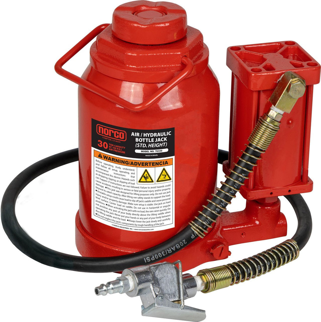 Norco Lifting 76330 30 - Ton Capacity Standard Height Air Operated Hydraulic Bottle Jack