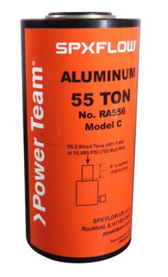 Power Team RA206 Aluminum Single Acting, Spring Return Cylinder, 20 ton, 6 1/8" Stroke