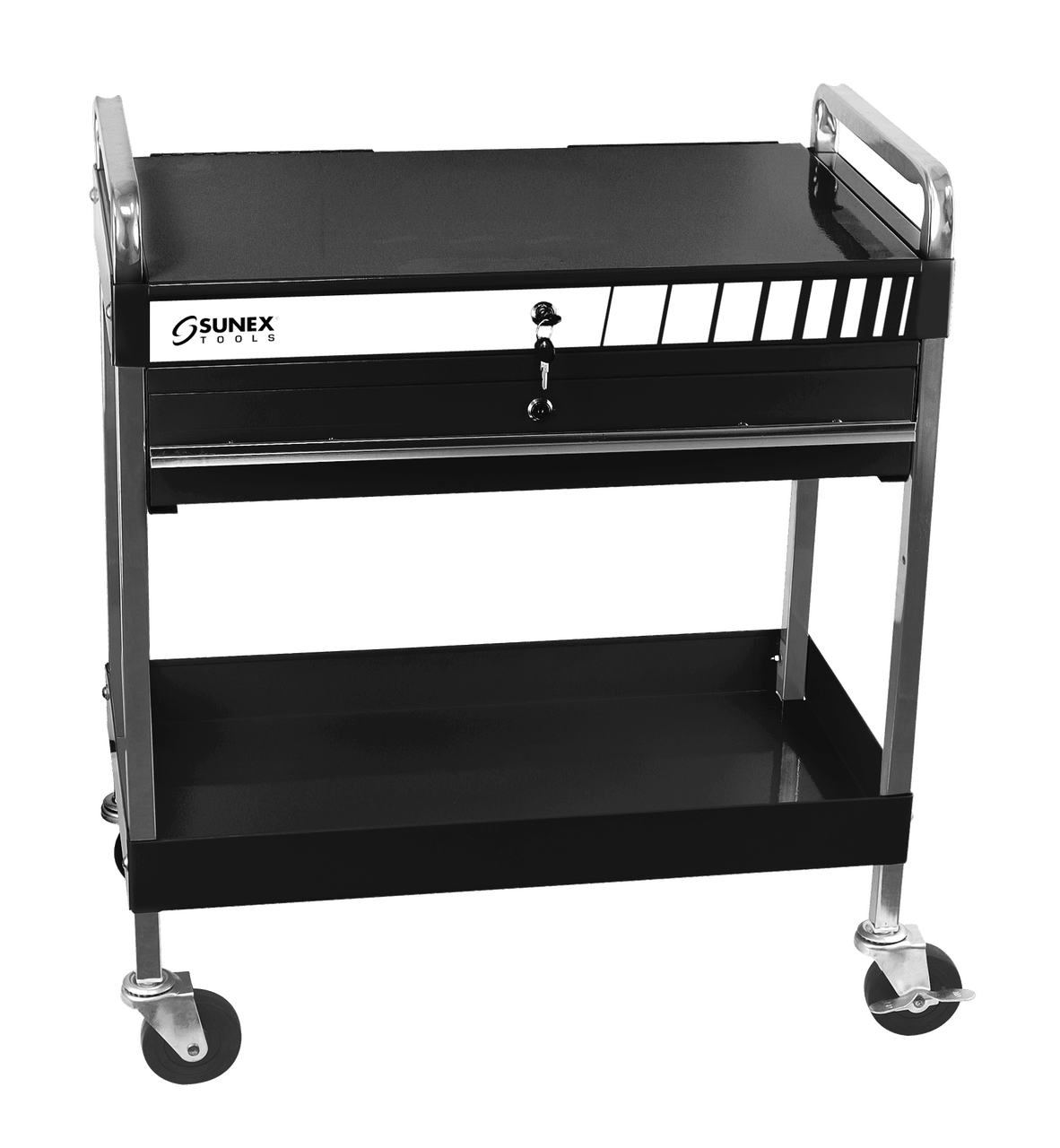 Sunex 8013ABK Black Service Cart w/ Locking Top and Drawer