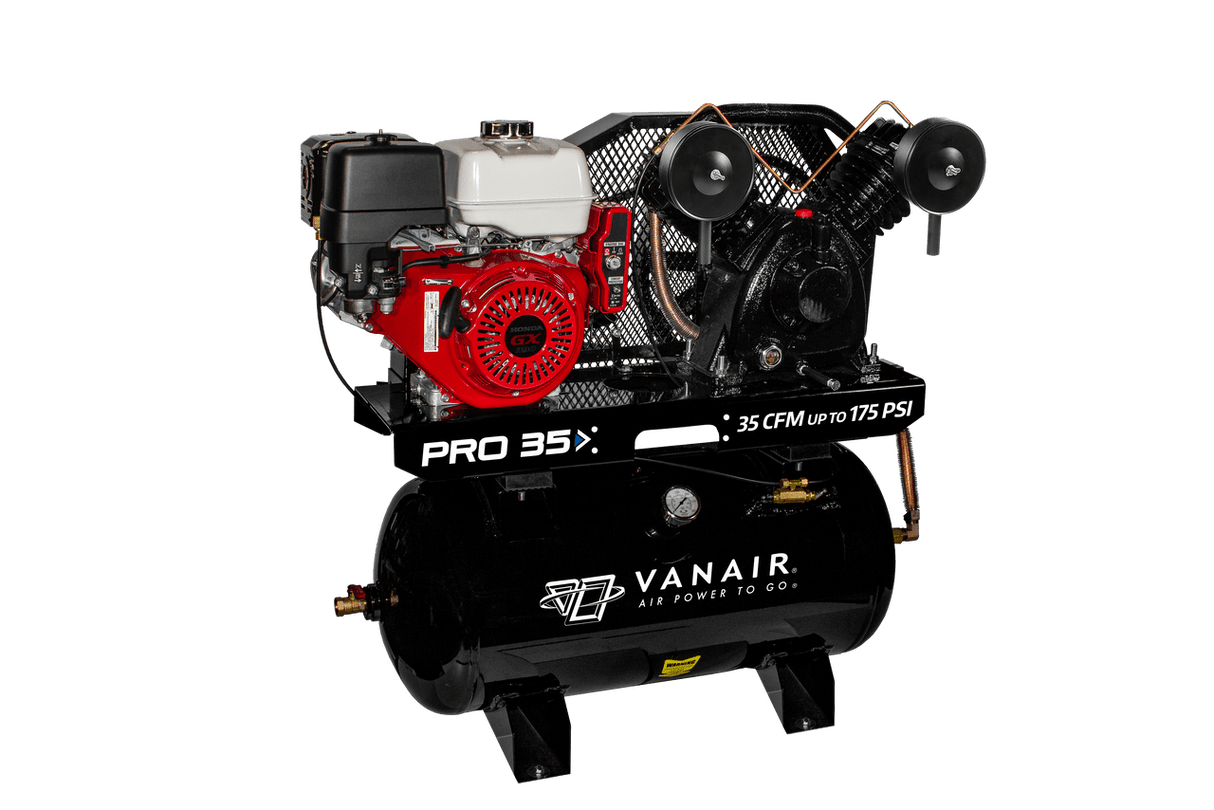 Vanair PRO 35 051935 35 CFM, 30 Gallon Air Tank, Electric Start, 11 HP Honda Air Compressor