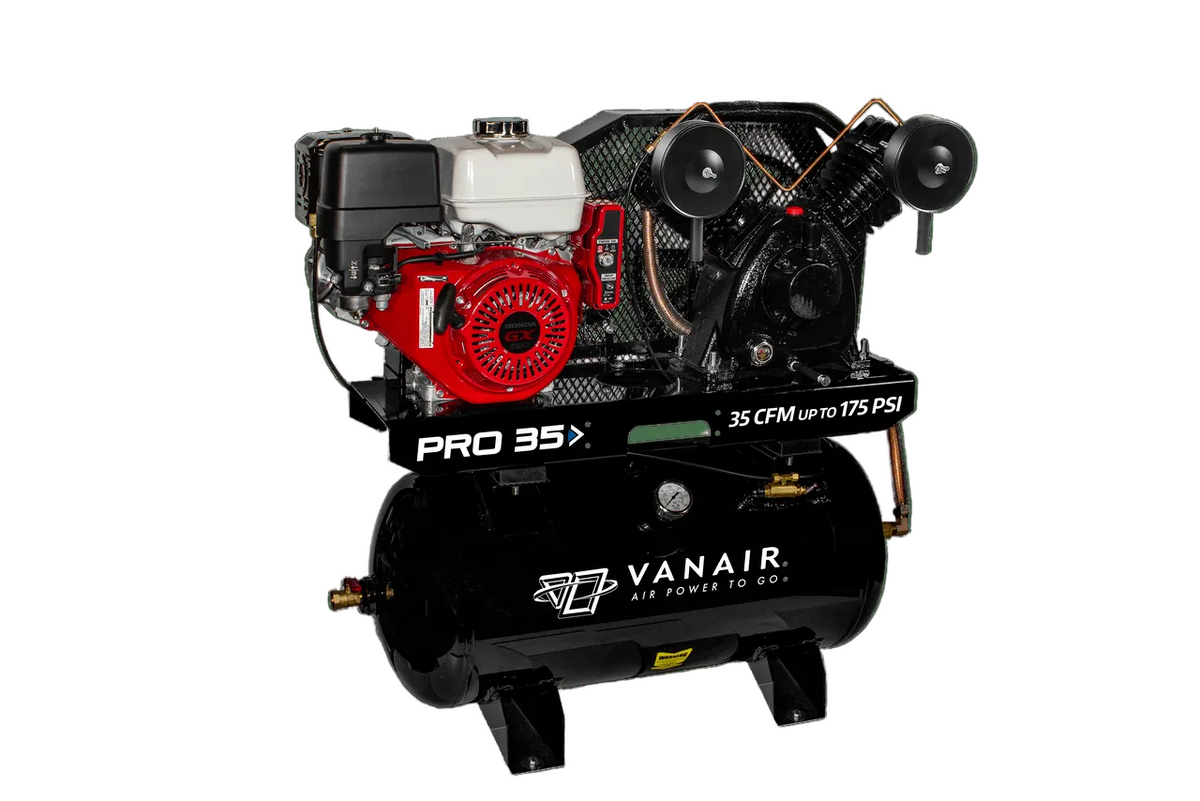 Vanair PRO 35 051935 35 CFM, 30 Gallon Air Tank, Electric Start, 11 HP Honda Air Compressor