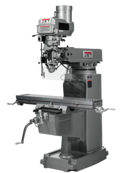 JET 690151 JTM - 1050 Mill with 3 Axis ACU - RITE 200S DRO (Quill) and X and Y - Axis Powerfeed and Power Draw Bar, 3HP, 3Ph,