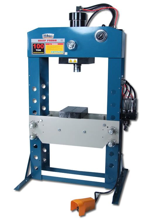 Baileigh Industrial HSP-100A 100 Ton Air/Hydraulic Shop Press | 11.8" Stroke
