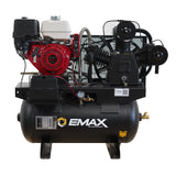 EMAX EGES1330ZT Honda GX Gas Driven w/Electric Start 13 HP 3Cyl 24CFM MAXFlo Splash Lubricated 30 Gal.Truck Mount Stationary Air Compressor
