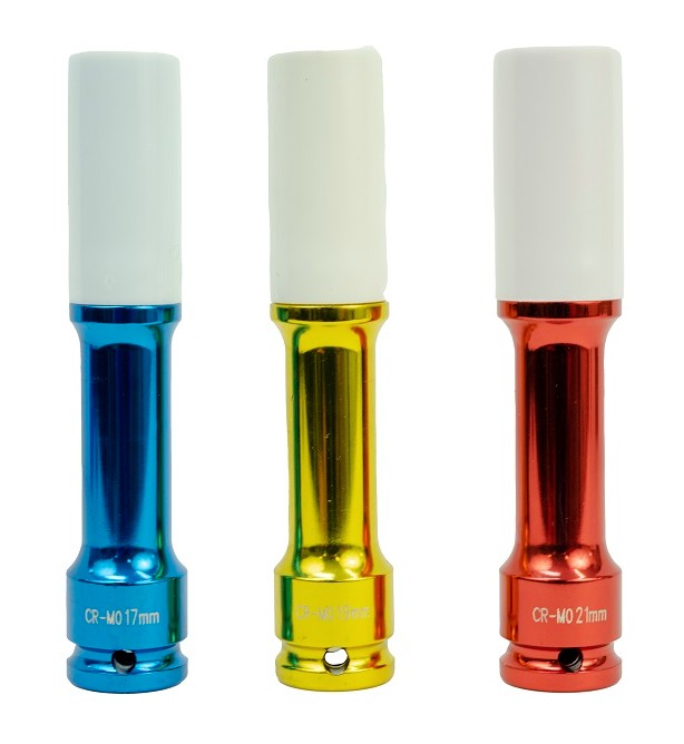 ESCO 40307 1/2 in. Drive  3-Piece Metric Extra Long Thin Wall Deep Wheel Non-Marring Lug Nut Socket Set with Replacement Nylon Rim Protective Sleeves