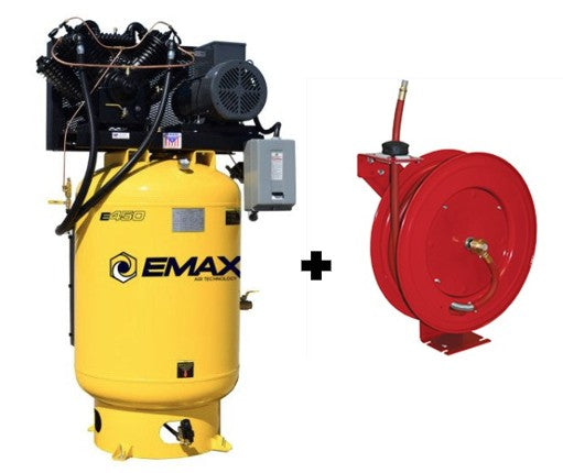 EMAX ESP10V120V1 10HP, 1PH, 120Gal Vertical Tank Air Compressor with Air Silencer - Free Goods