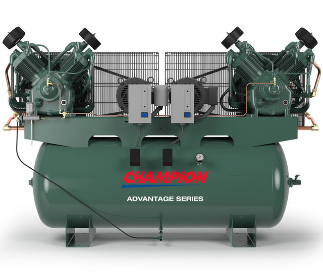 Champion HR7D-12ADV-3 7.5 HP Horz Tank Duplex 3 Ph Air Compressor