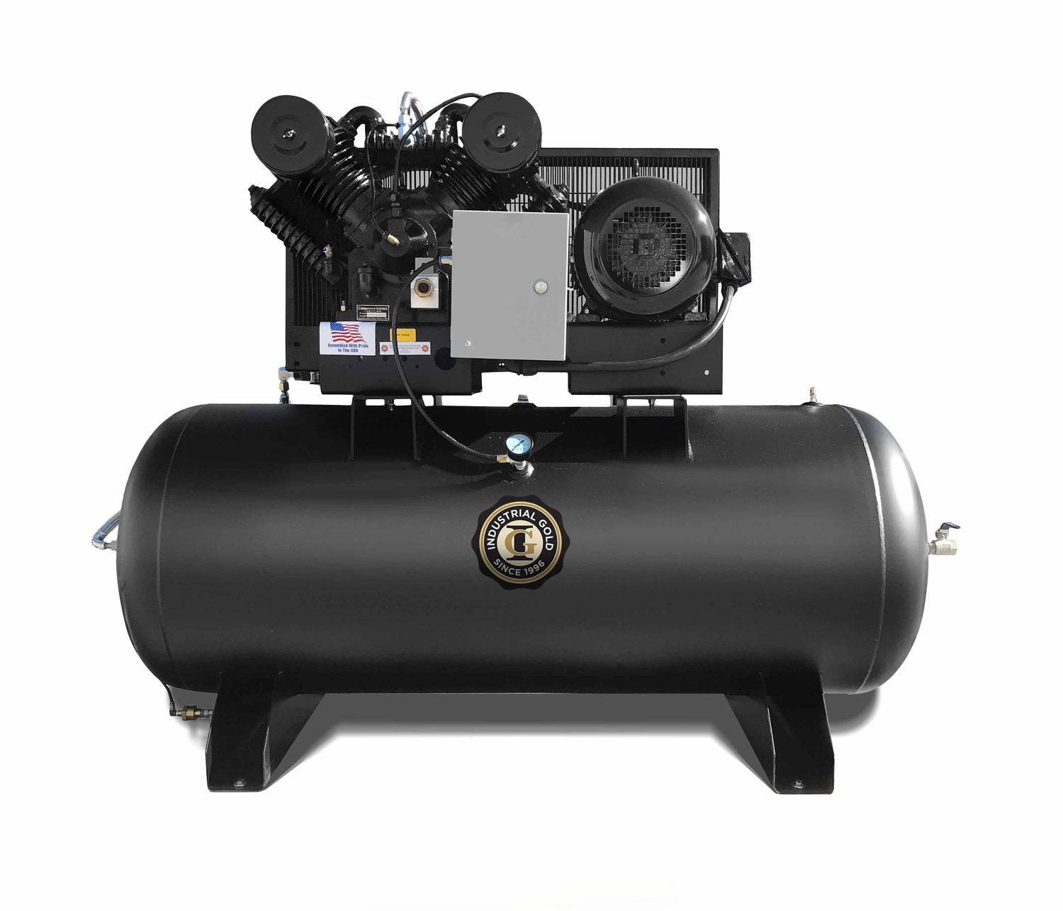 Industrial Gold CI1523E120H-P Platinum Series 15 HP 3 Phase Horizontal Tank Air Compressor