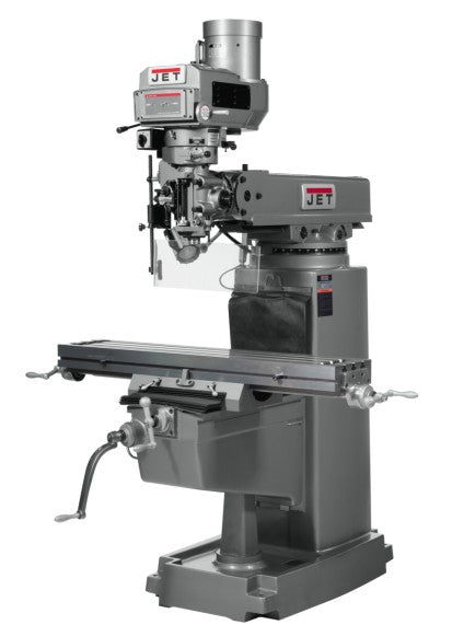 JET 690151 JTM-1050 Mill with 3 Axis ACU-RITE 200S DRO (Quill) and X and Y-Axis Powerfeed and Power Draw Bar, 3HP, 3Ph,