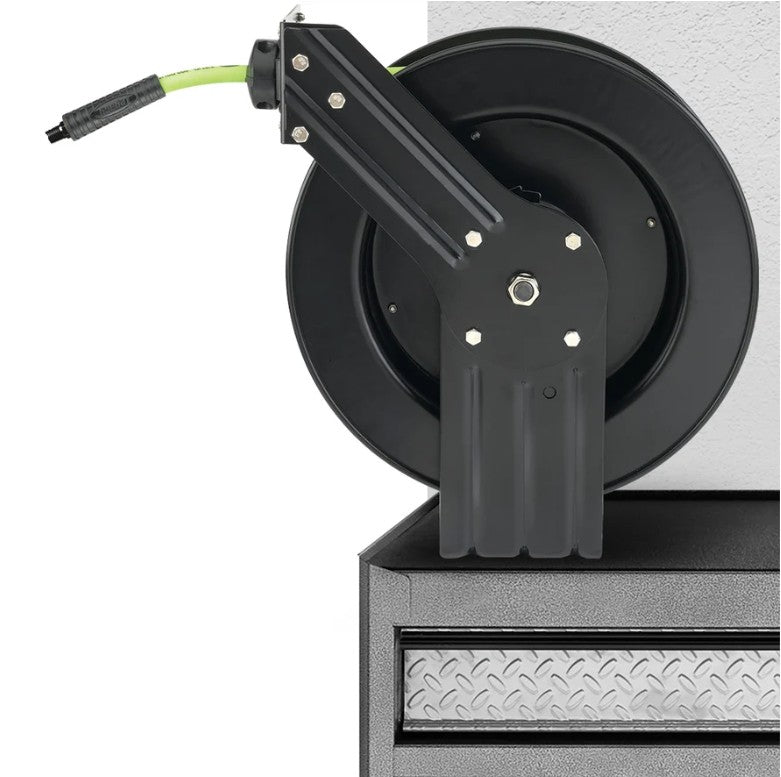 Flexilla L8611FZ Open Face Retractable Air Hose Reel, 3/8" x 50'