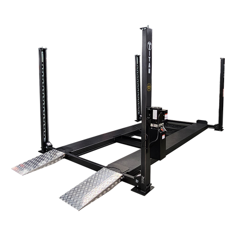 Titan Master Series SDPL-9KMS 9,000lb 4-Post Lift angled view 