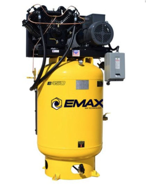 Emax 10 HP Industrial Air Compressor, 2 Stage, 1 Phase, 120 Gallon, Vertical, Silent Air System