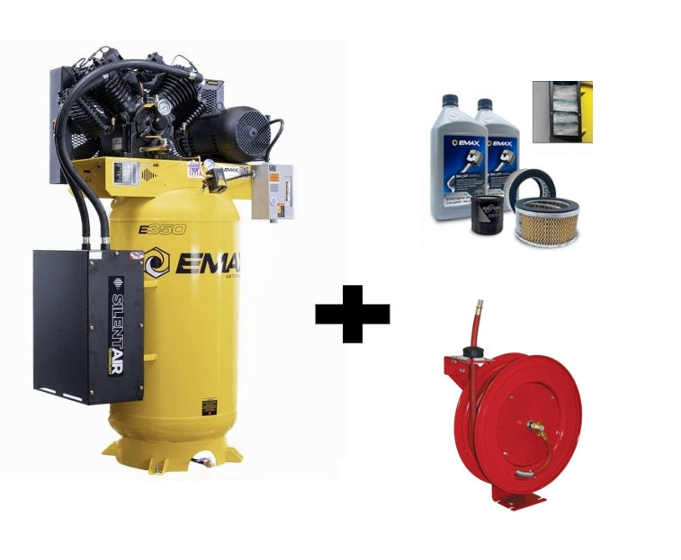 EMAX ES10V080V1 10HP, 1PH, 80 Gal Vertical Tank Air Compressor with Air Silencer