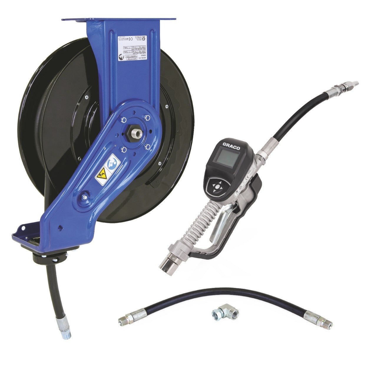 Graco 24E002 1/2" x 35' Open Motor Oil Open Hose Reel w/Flexible Dispense Meter
