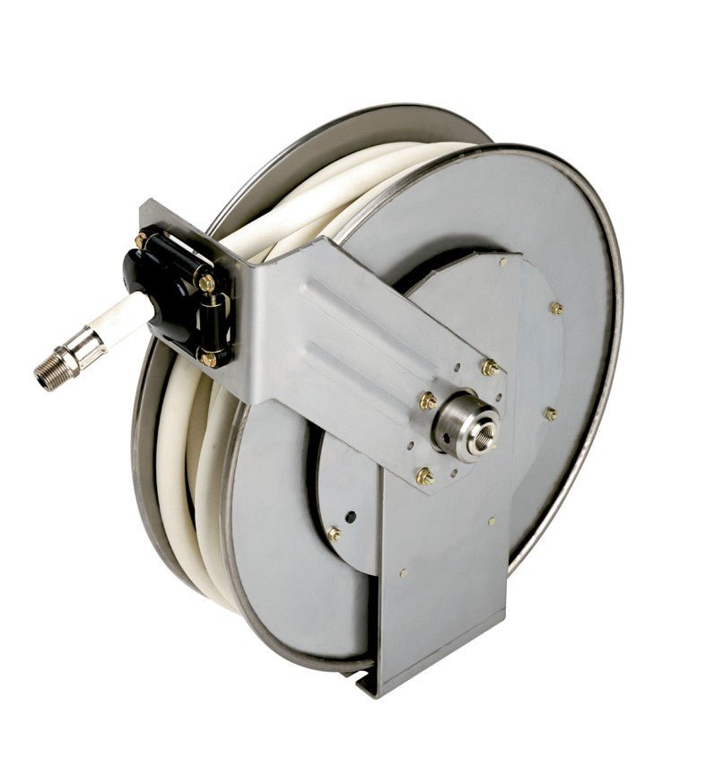 Hosetract LCS - 350 - CH CS Series 3/8" x 50' Low Pressure Chemical Stainless Steel Hose Reel - Made in USA