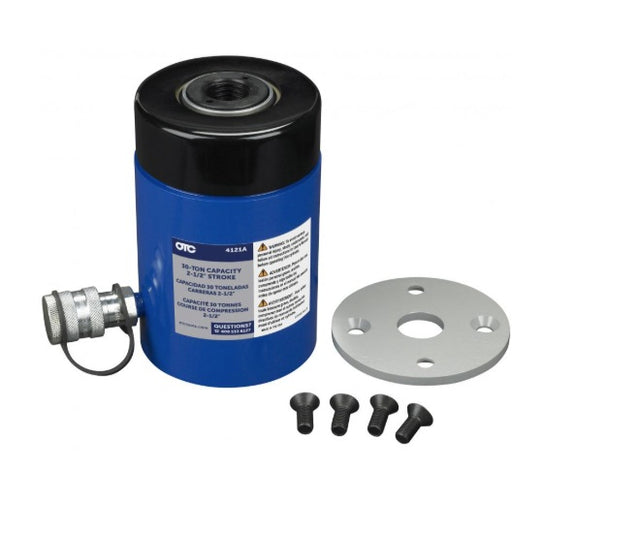 OTC 4121A 30 Ton Hollow Center Hydraulic Ram (w/ Adapter)