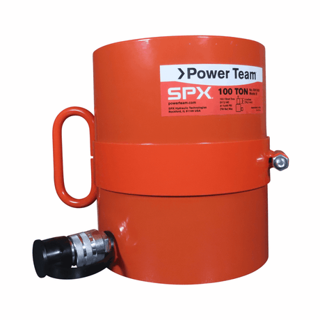 Power Team RH1003 100 Ton, 3" Stroke, Single Acting, Center Hole, Spring Return Cylinder w/Handles