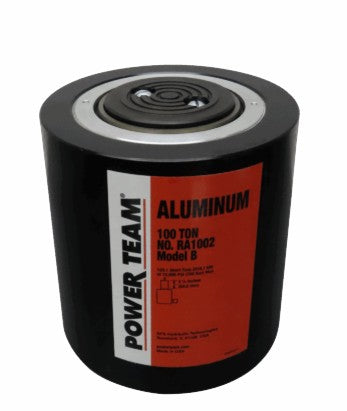 Power Team RA1002 Aluminum Single Acting, Spring Return Cylinder 100 ton, 2 1/8" Stroke