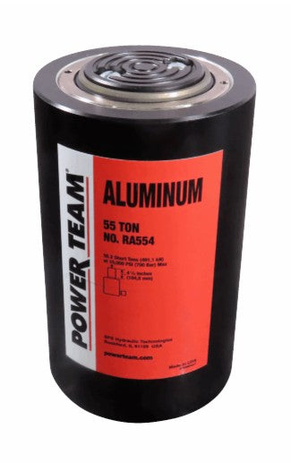 Power Team RA554 Aluminum Single Acting, Spring Return Cylinder 55 ton, 4 1/8" Stroke