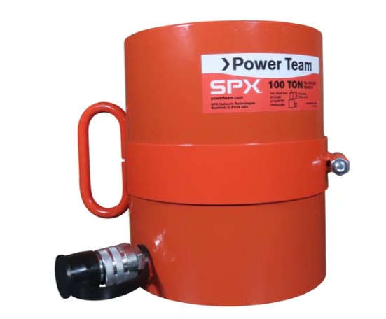 Power Team RH1003 100 Ton, 3" Stroke, Single Acting, Center Hole, Spring Return Cylinder w/Handles