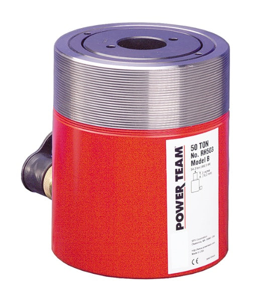 Power Team RH503 50 Ton, 3" Stroke, Single Acting, Center Hole, Spring Return Cylinder