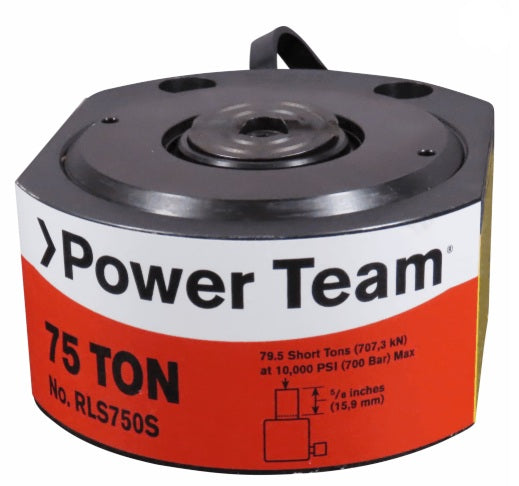 Power Team RLS750S 75 Ton Low Profile, Single Acting, Spring Return Cylinder 5/8" Stroke Hydraulic Ram