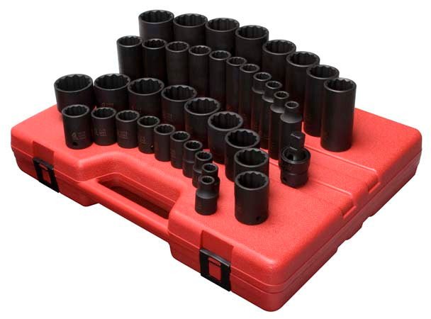 Sunex 2698 1/2" Dr. 12 Pt. 39 Pc. SAE Master Impact Socket Set