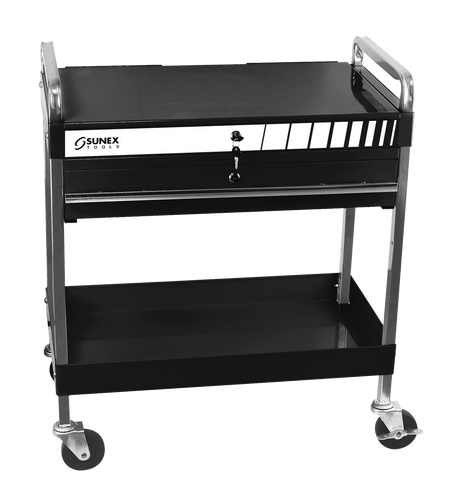Sunex 8013ABK Black Service Cart w/ Locking Top and Drawer
