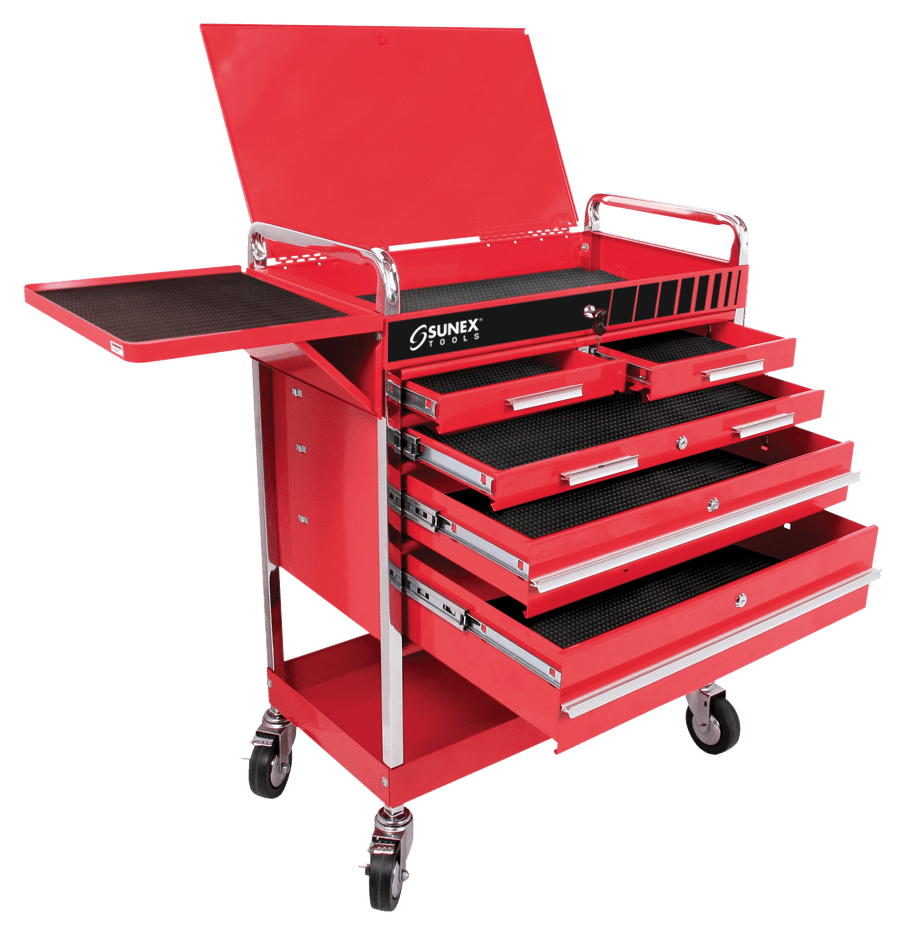 Sunex 8045 Red Professional 5 Drawer Service Cart w/ Locking Top