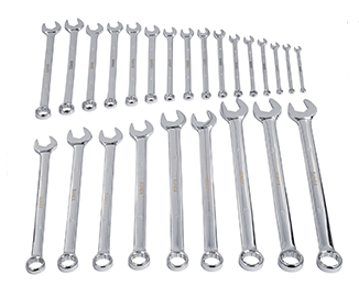 SUNEX 9917MPRA 25 Pc Metric Full Polished V - Groove Combo Wrench Set