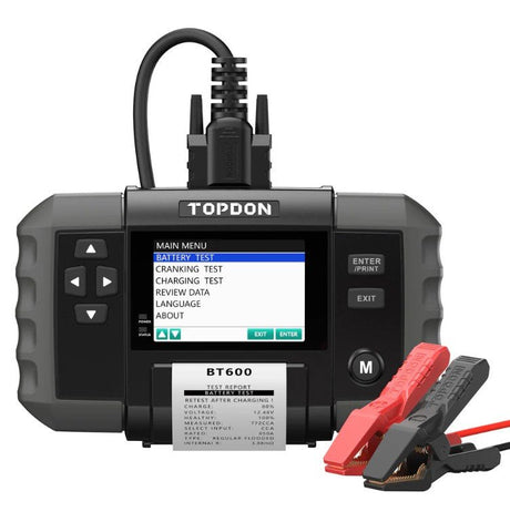 TopDon BT600 12V Battery & 12V/24V System Tester w/Built in Printer