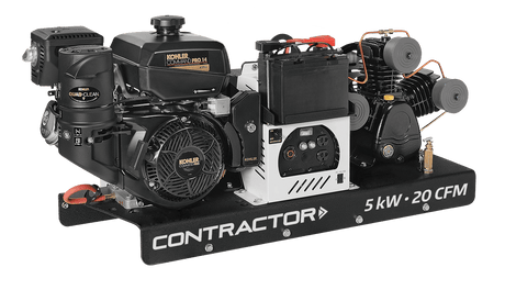 Vanair Contractor 050713 20 CFM, 5kW, Skid Mount, Electric Start, 14 HP Kohler Compressor/Generator